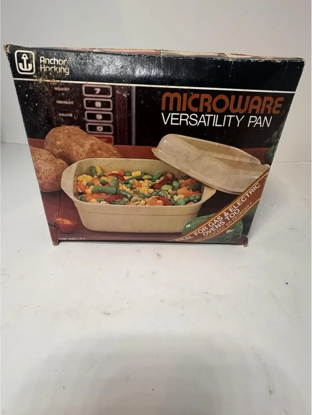 Anchor Hocking MicroWare Vtg Microwave 1 Qt Versatility Pan PM481 w Divided Lid
